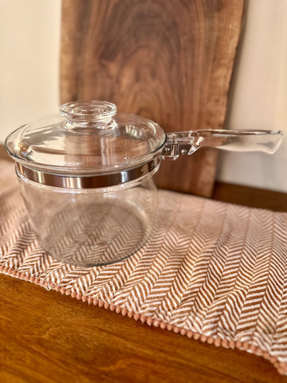 Vintage Pyrex Flameware 1.5 Qt Double Boiler Bottom Saucepan 6283 Glass Pot Lid